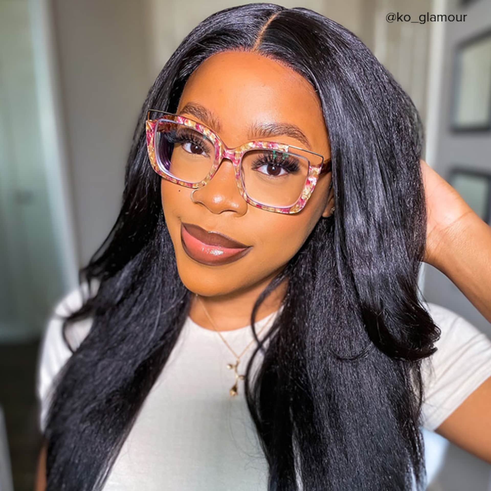 Dortch Square Dark Red-Floral Frames Glasses for Women7