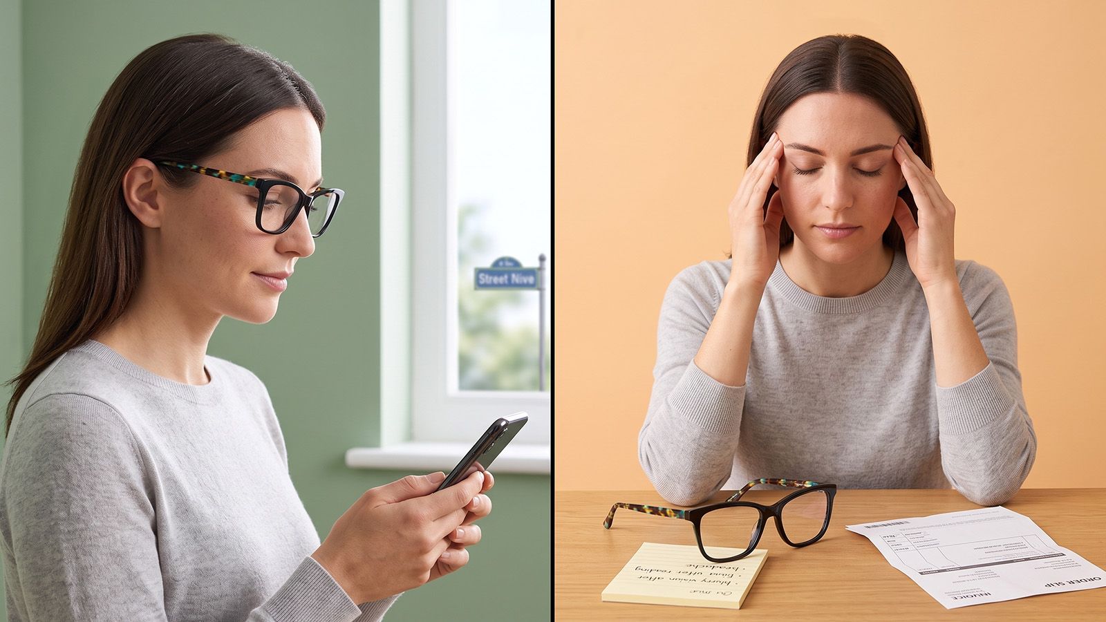 Normal new-glasses adjustment compared with persistent blur or discomfort