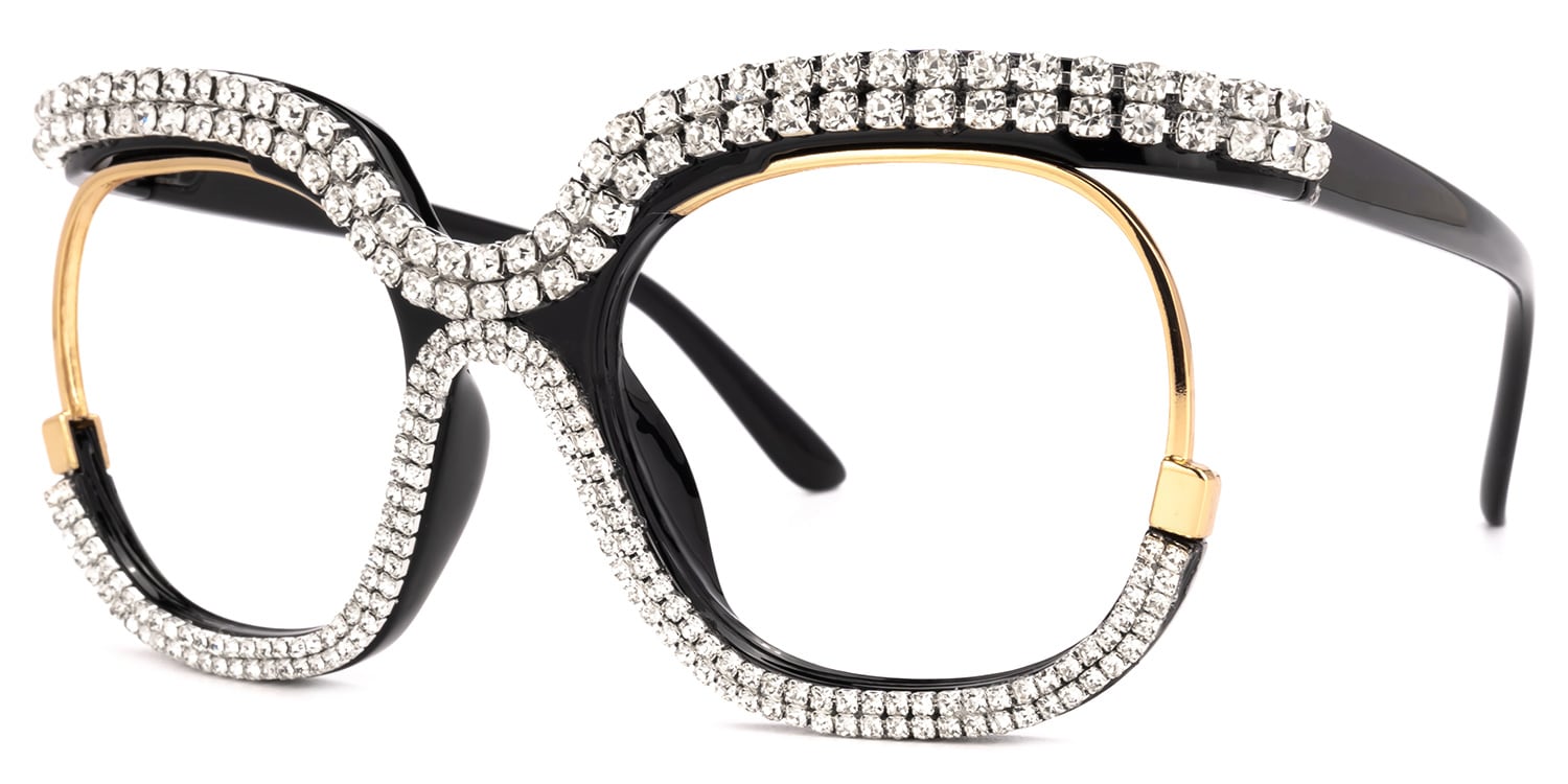 Veasley Square White Rhinestone Glasses1
