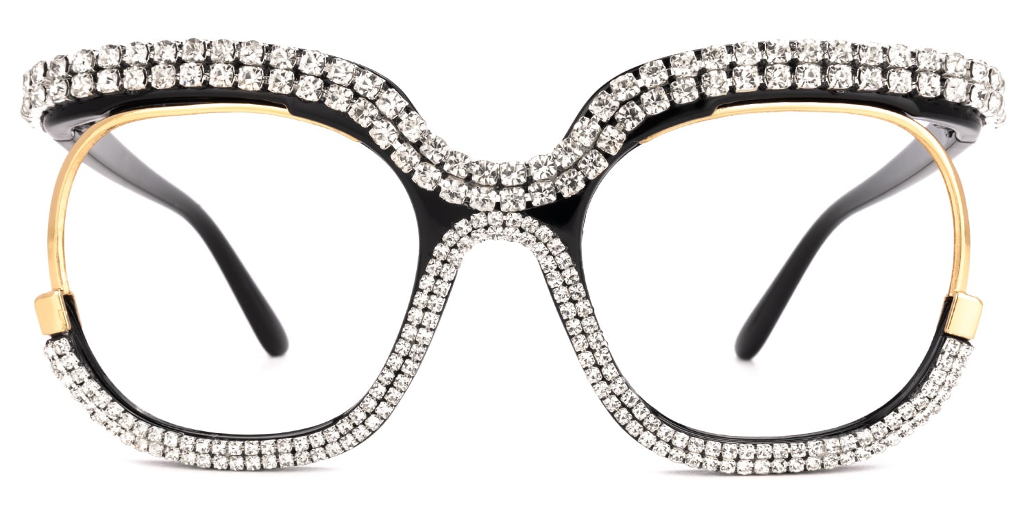 Veasley Square White Rhinestone Glasses0