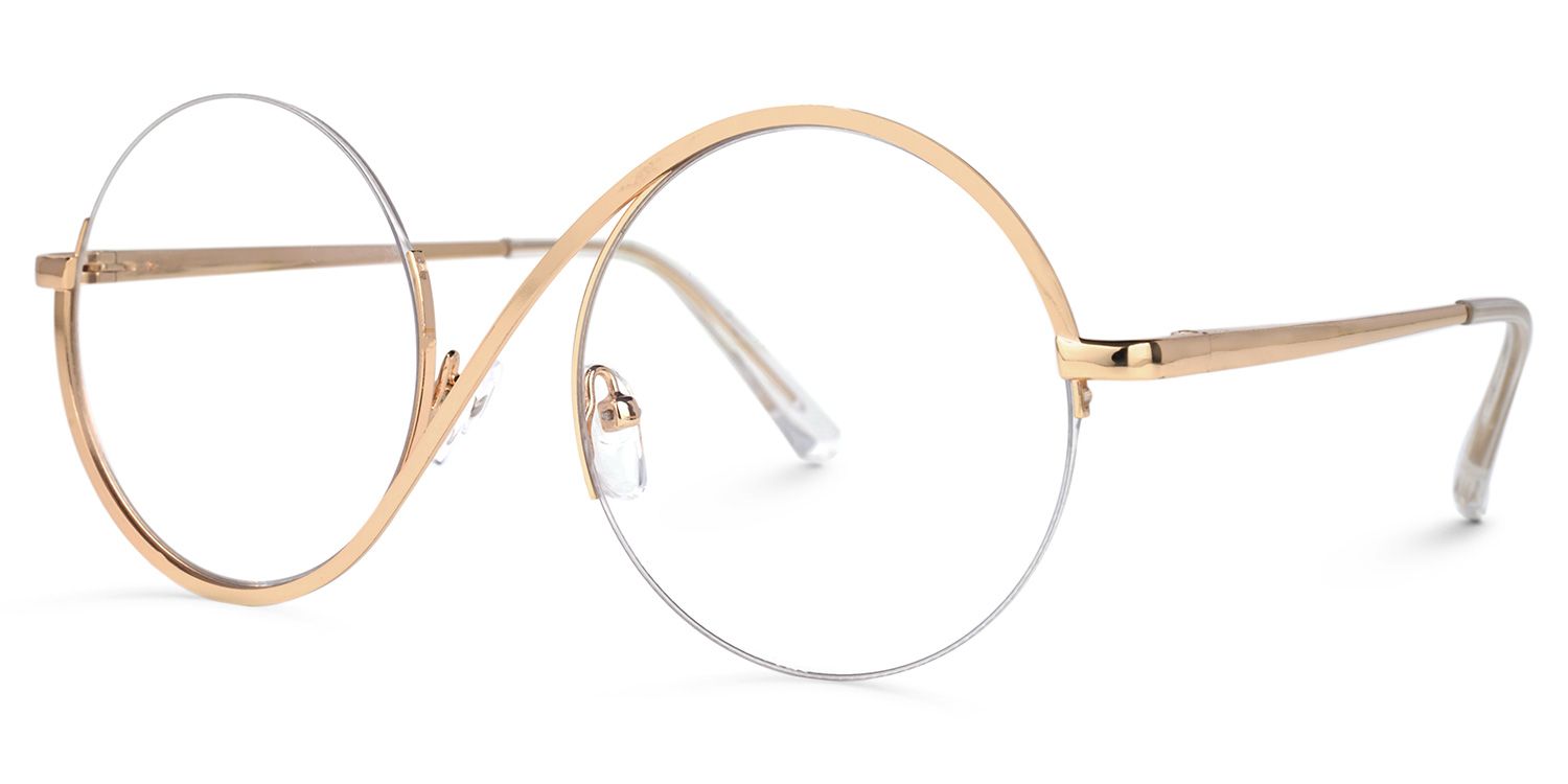 Flozif Gold Metal Circle Wire Frame Glasses | Zeelool1
