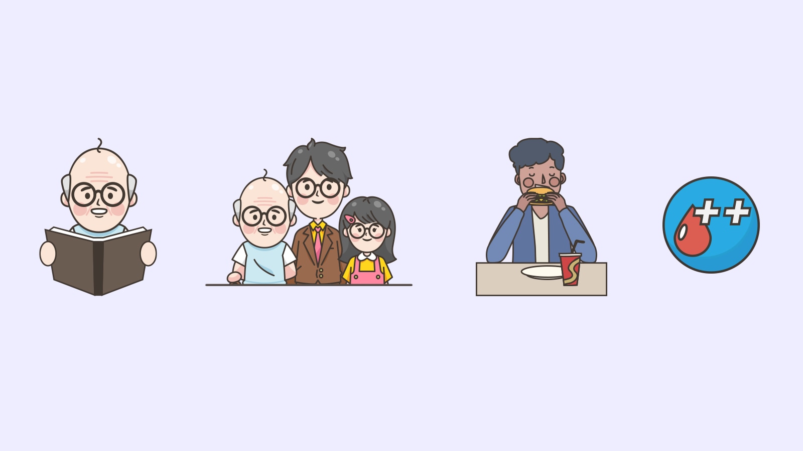 An infographic showing various causes of vision changes, representing age, genetics, lifestyle, and health issues.