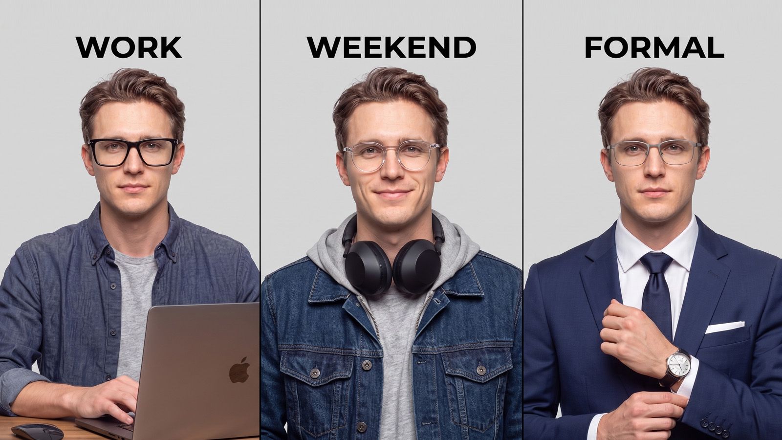 Work, weekend and formal glasses styles for men